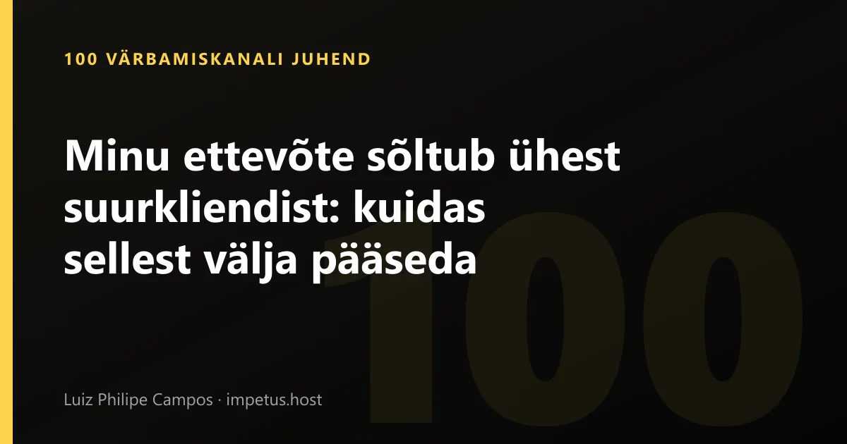 Minu ettevõte sõltub ühest suurkliendist: kuidas sellest välja pääseda