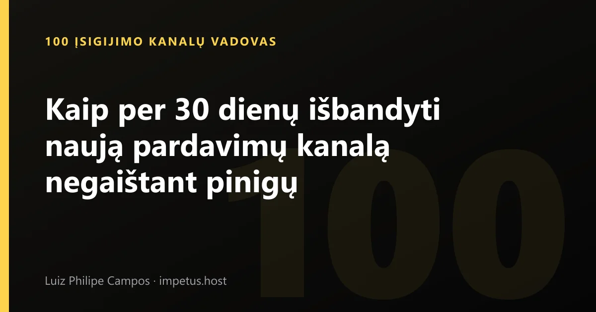 Kaip per 30 dienų išbandyti naują pardavimų kanalą negaištant pinigų
