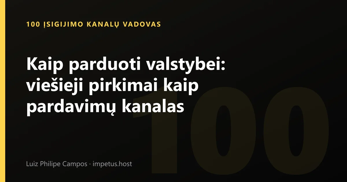 Kaip parduoti valstybei: viešieji pirkimai kaip pardavimų kanalas