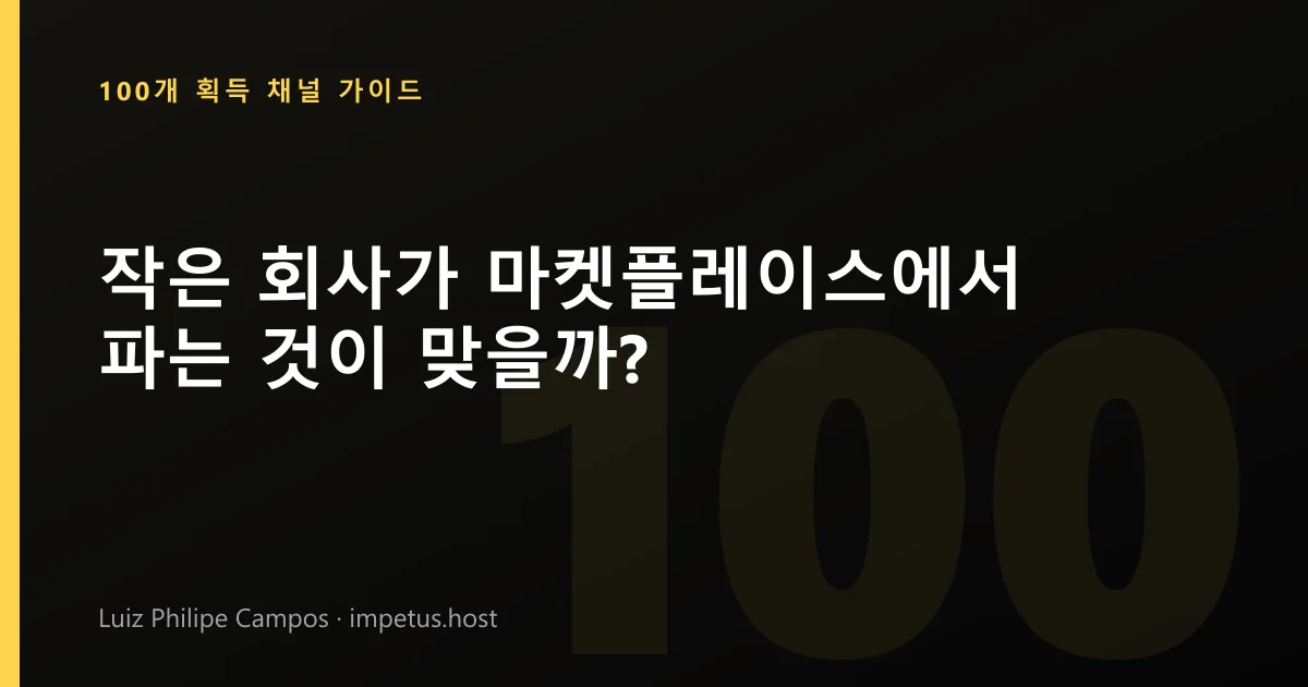 작은 회사가 마켓플레이스에서 파는 것이 맞을까?